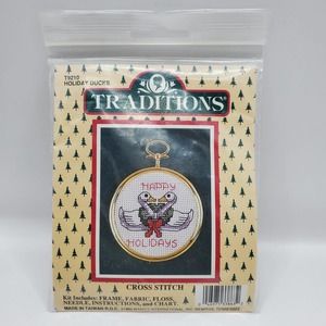 Vintage Holiday/Christmas Cross Stitch Ornament - Holiday Ducks